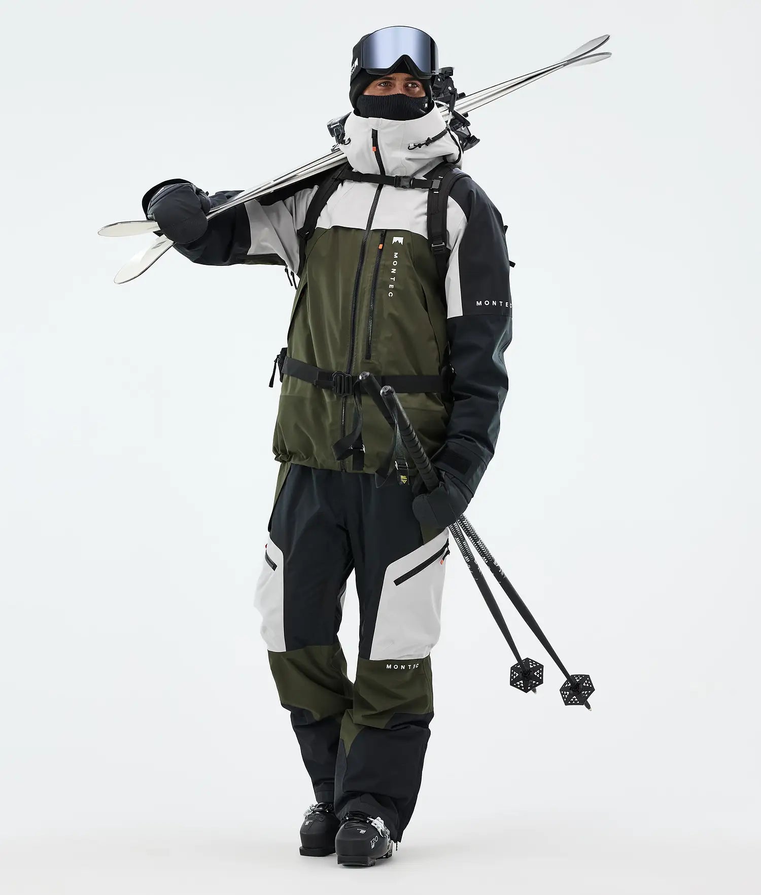 Plow Ski Pants Men Light Grey/Black/Olive Green