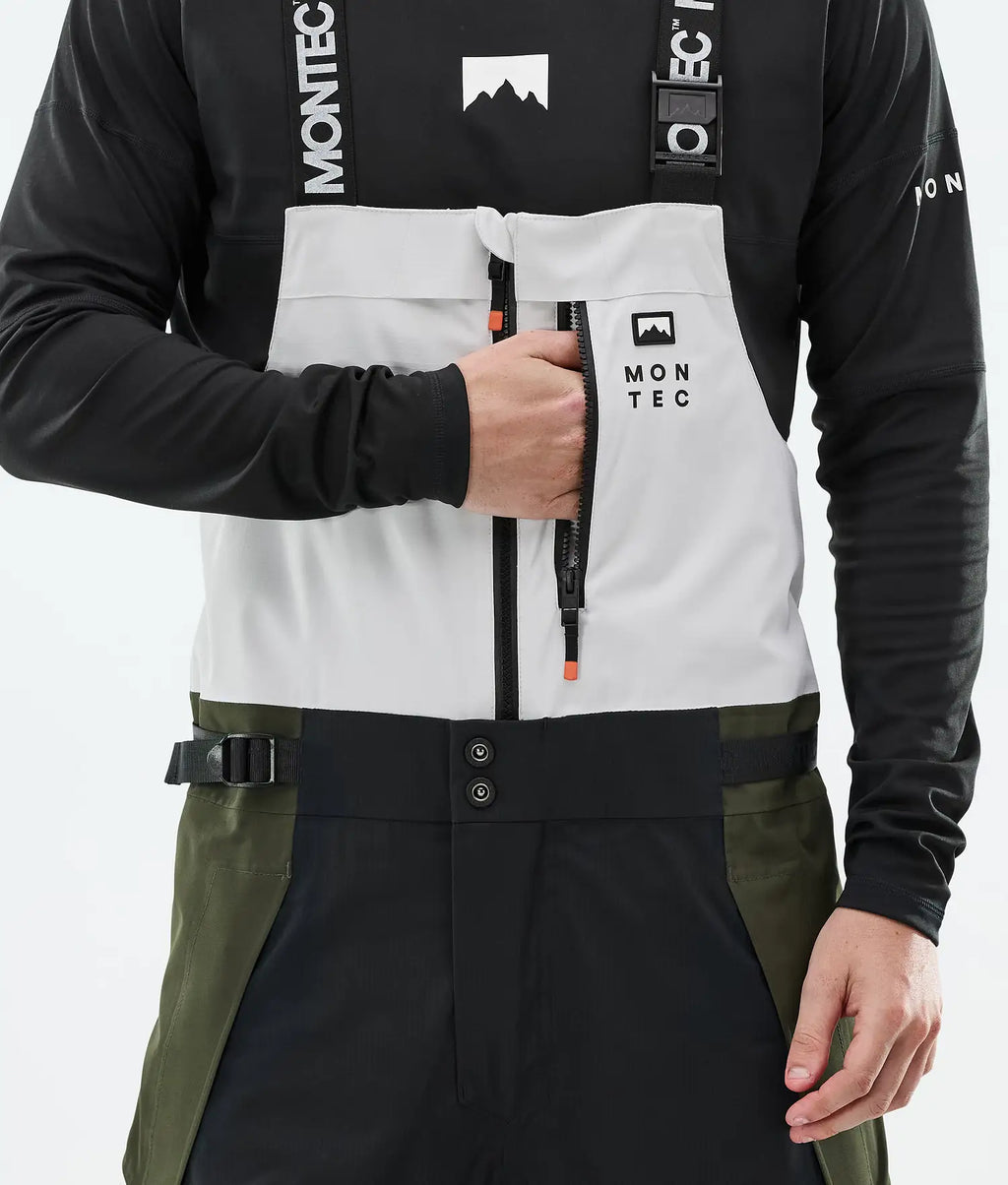 Plow Ski Pants Men Light Grey/Black/Olive Green