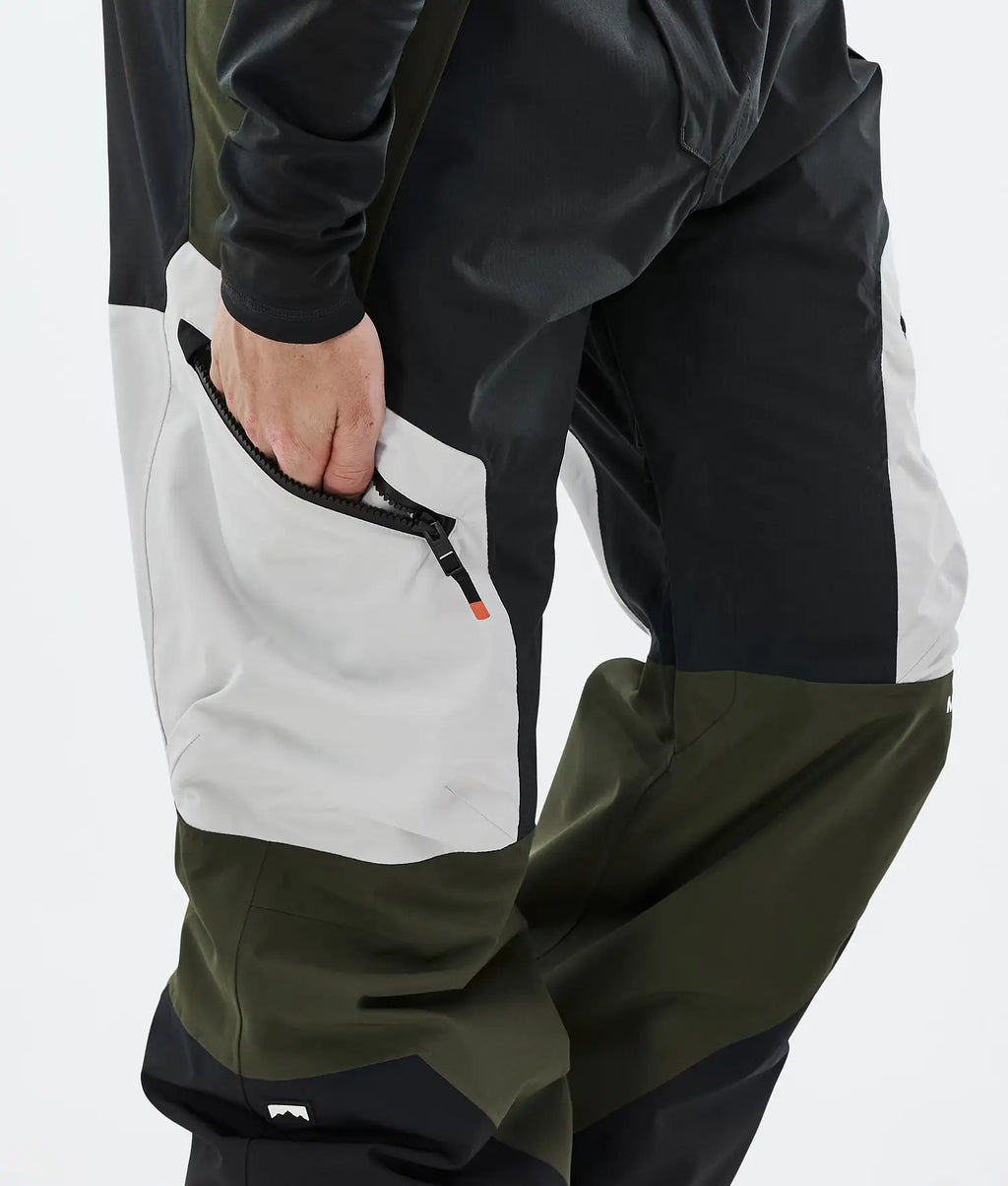Plow Ski Pants Men Light Grey/Black/Olive Green