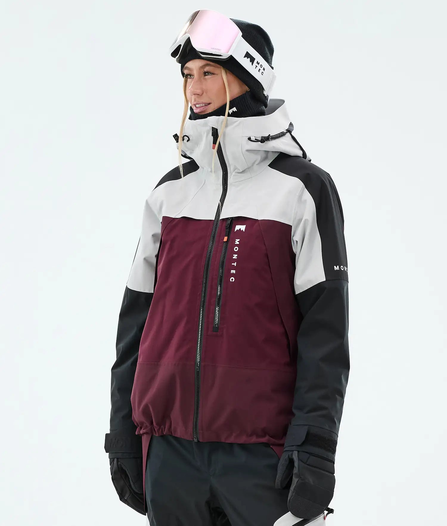 Specter W Ski Jacket Women Light Grey/Black/Burgundy