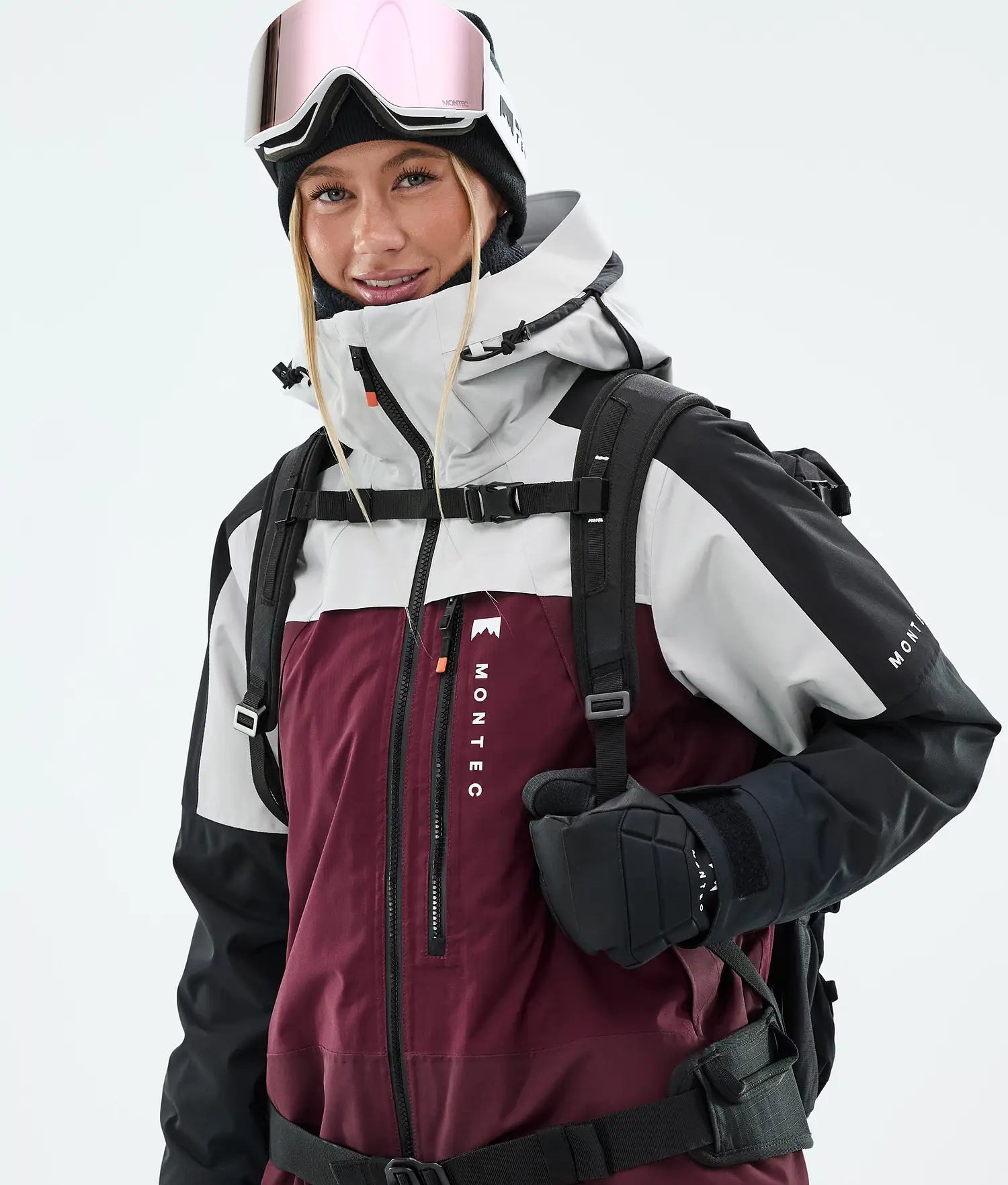 Specter W Ski Jacket Women Light Grey/Black/Burgundy