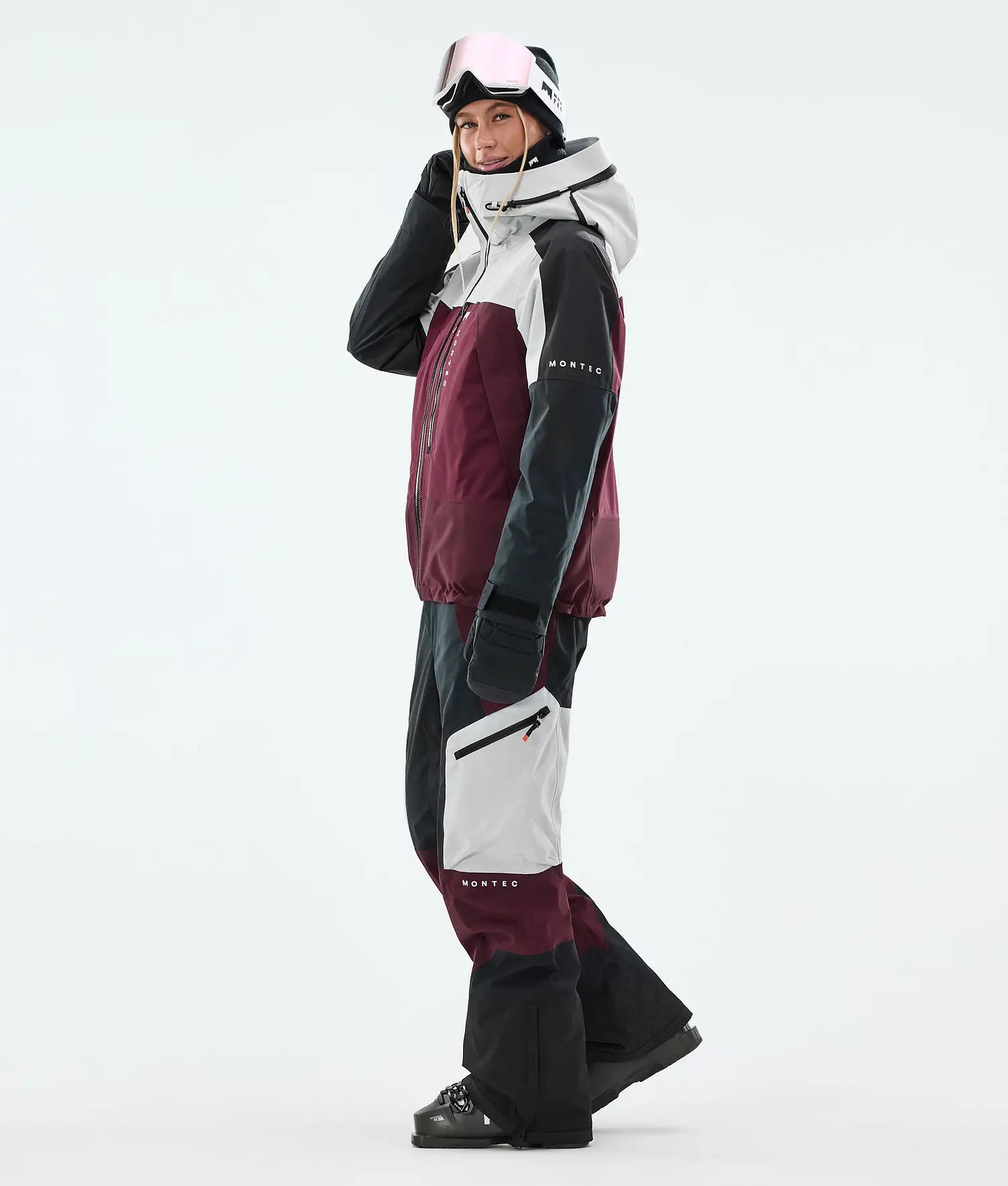 Specter W Ski Jacket Women Light Grey/Black/Burgundy