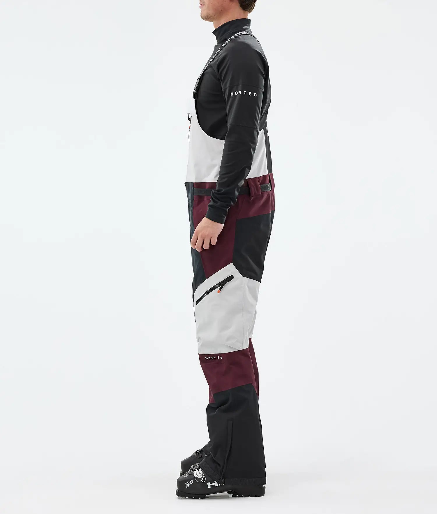 Plow Ski Pants Men Light Grey/Black/Burgundy