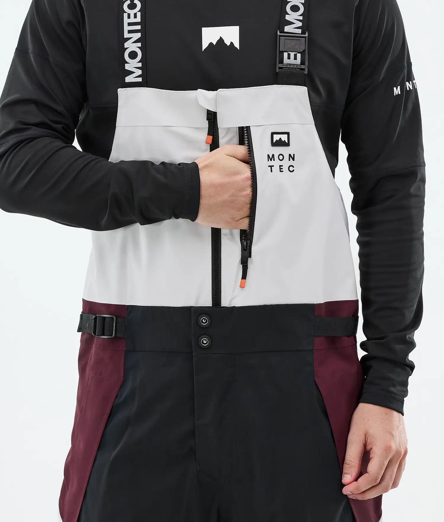 Plow Ski Pants Men Light Grey/Black/Burgundy