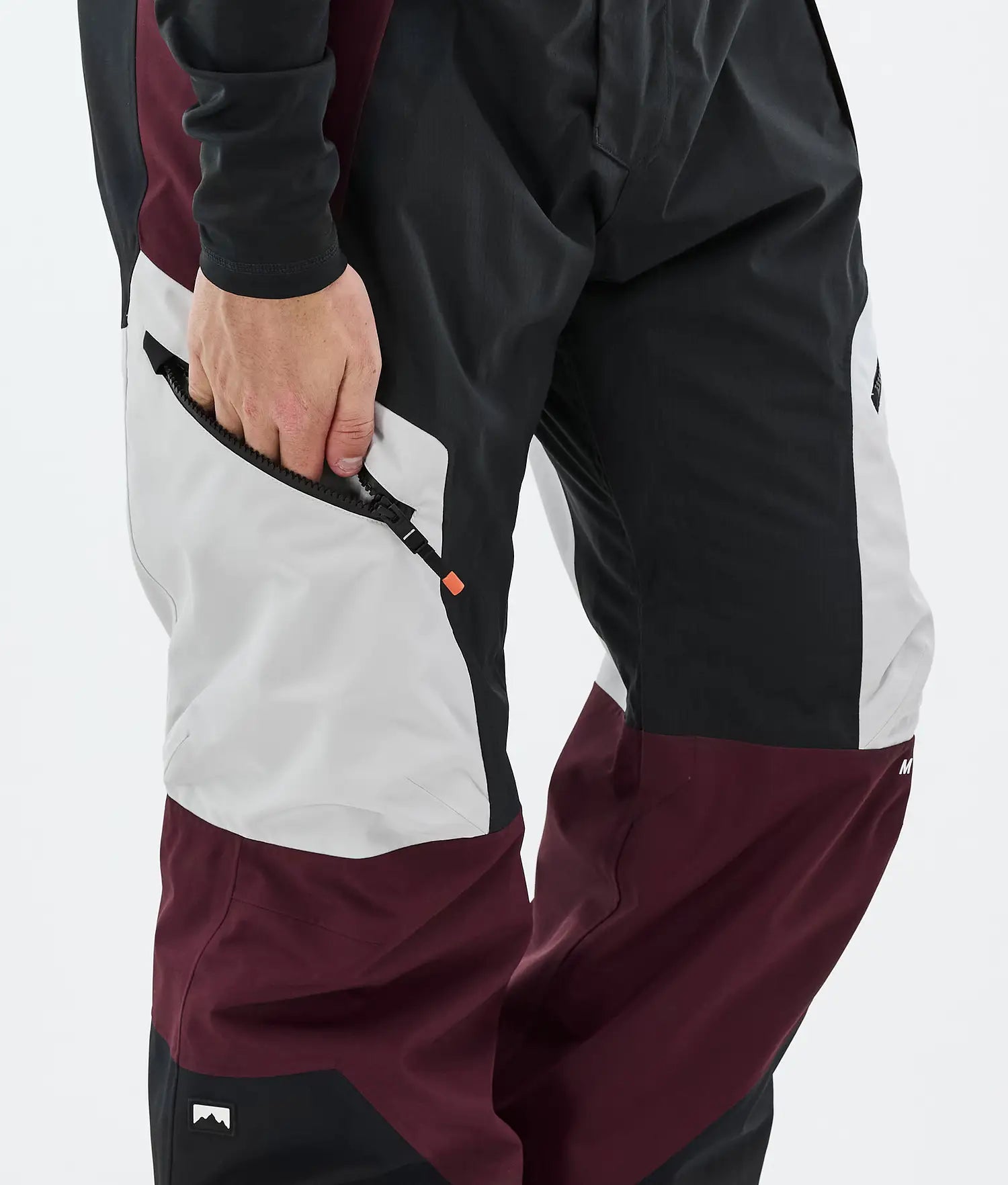 Plow Ski Pants Men Light Grey/Black/Burgundy